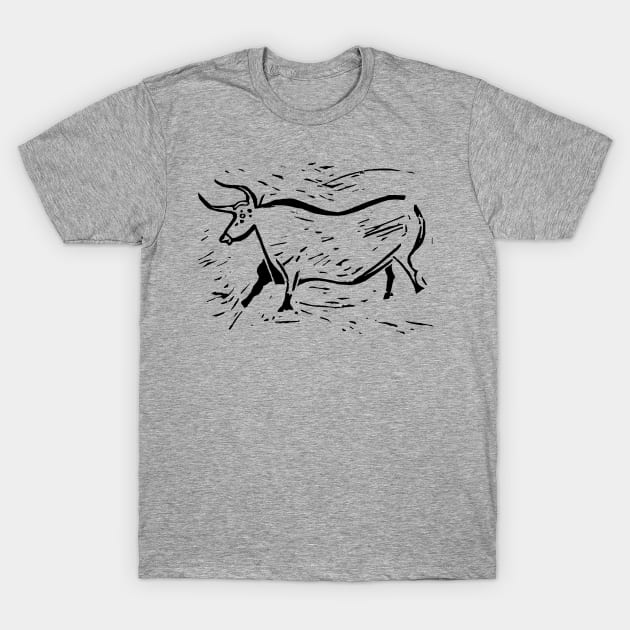 Aurochs from the Lascaux Caves (Black Ink Version) T-Shirt by LaForma